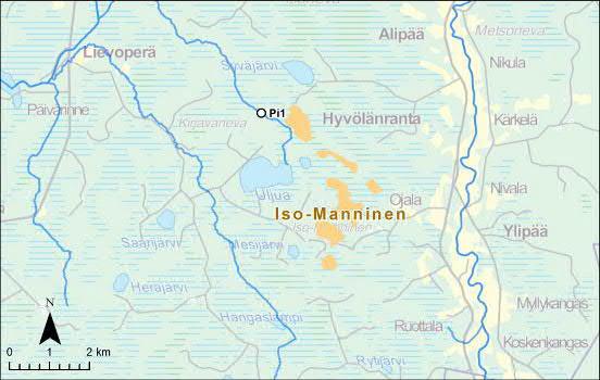 35 Kuva 9 Iso-Manninen ja vesistötarkkailupiste Jousinevan vaikutuksia vesistöön tarkkailtiin kahdella alapuolisella pisteellä Jousiojassa (Jo) ja Siikajoessa (Si11)(Kuva 1 ja liite 1).