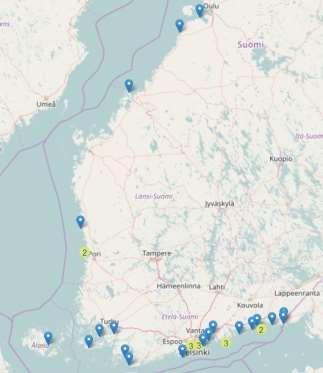 4.2 Levinneisyys Suomessa ja hallintatoimet Vaikka villasaksirapu ei pysty lisääntymään Suomen aluevesillä, sitä havaitaan kuitenkin vuosittain.