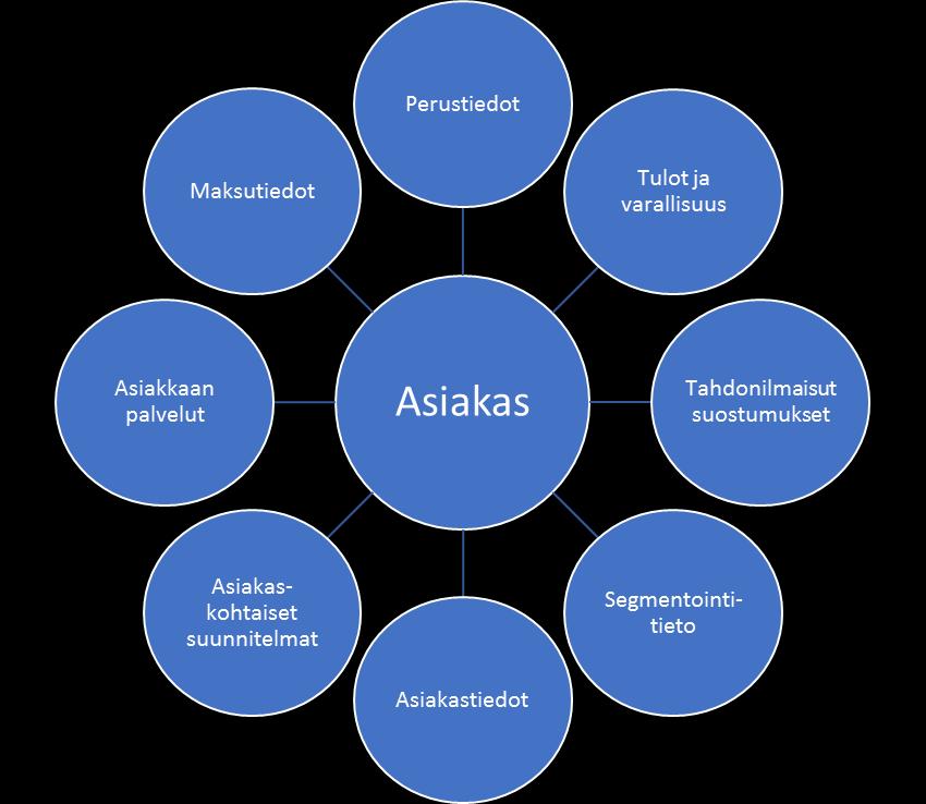 Asiakkuustietojen päätietoryhmät Asiakkuustiedot voidaan jakaa staattisiin ja dynaamisiin tietoihin. Lisäksi tietoa voidaan hyödyntää eri näkökulmiin liittyen tarkastelutasosta.