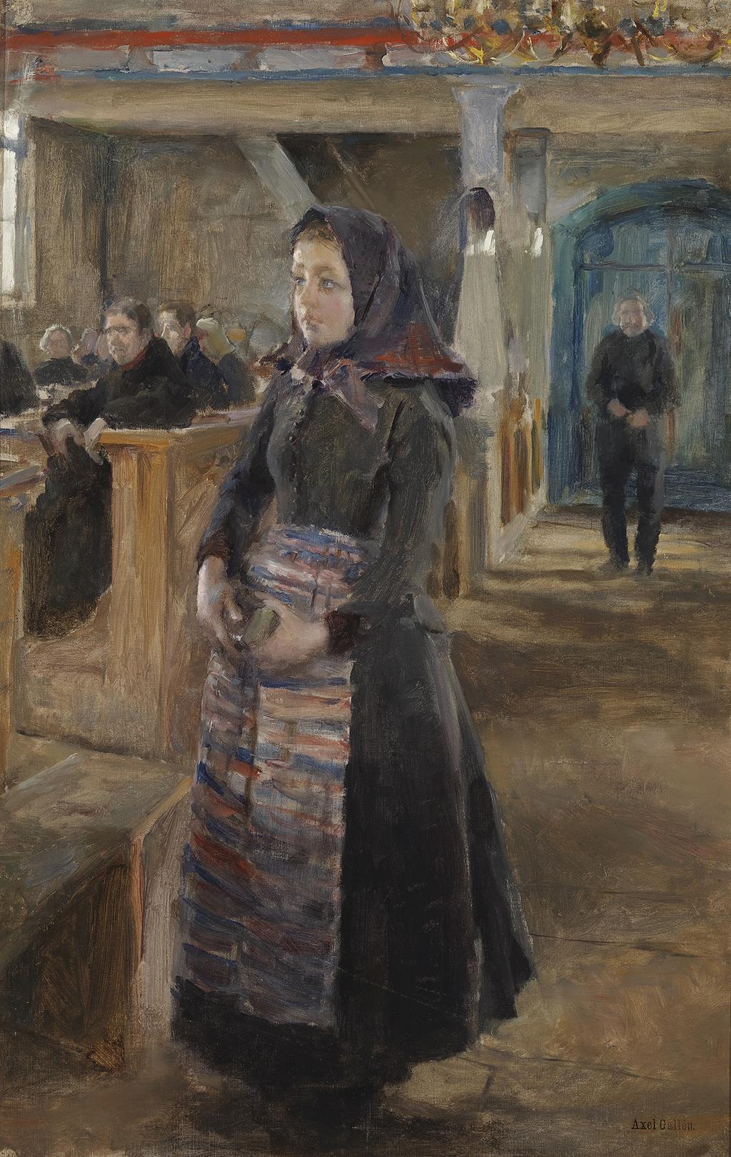 Axel Gallén maalasi vuonna 1889 kaksi kirkkotyttö-aihetta.