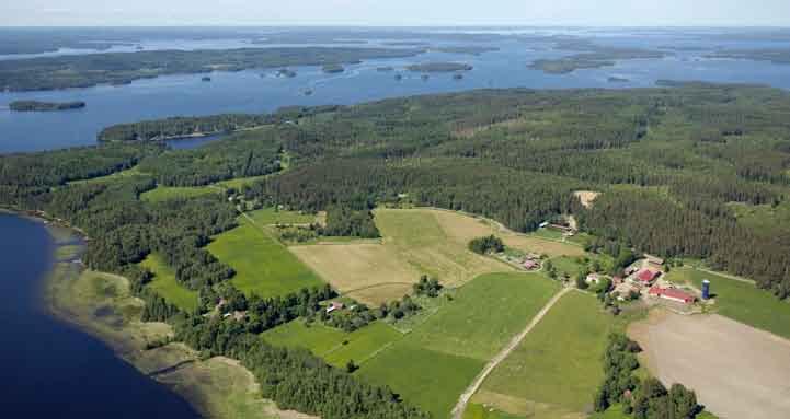 Kuva 76. Asikkalan Vähä-Äiniön kylä Päijänteen rannalla.