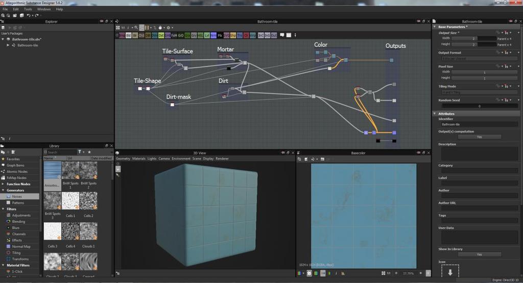 21 6 SUBSTANCE DESIGNER Substance Designer on solmupohjainen teksturointityökalu. Solmut, englanniksi nodet, ovat yksinkertaisesti palikoita, jotka sisältävät dataa.
