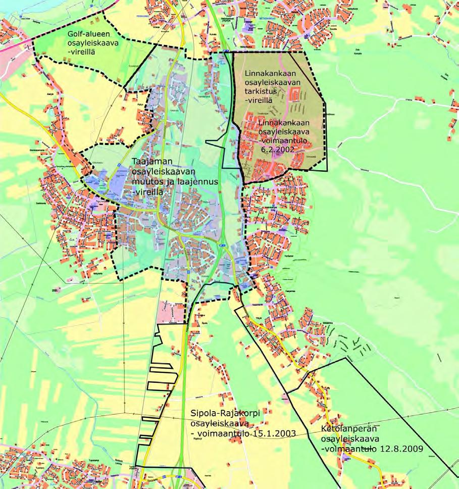 9 Yhdistelmä Kempeleen kunnan alueen voimassa olevista ja vireillä olevista yleiskaavoista.