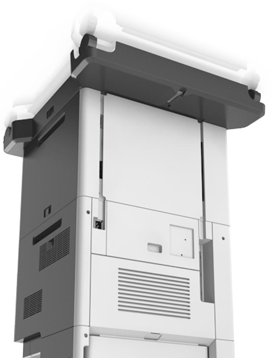 Tulostimen lisäasennus 50 Kaapeleiden järjestäminen Kiinnitä Ethernet-kaapeli ja virtajohto ja työnnä kaapelit sen jälkeen siististi tulostimen takana oleviin kanaviin.