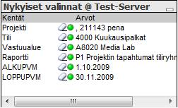 5/9 Valintojen tekeminen sarakeotsakkeista Valintalistojen ohella valinnat voidaan useilla raporteilla tehdä myös klikkaamalla sarakeotsakkeiden -kuvakkeita, minkä seurauksena näytölle avautuu