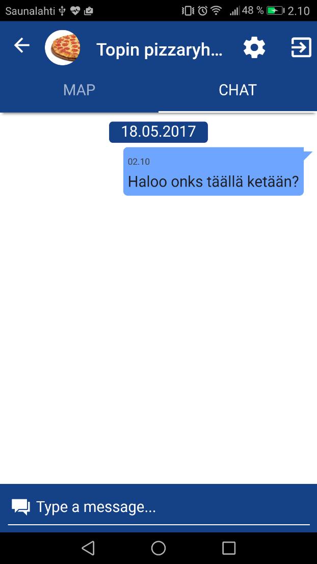 3.4.7 Ryhmänäkymä - chat Toinen ryhmän päänäkymistä on chat, joka on kuvassa 18.