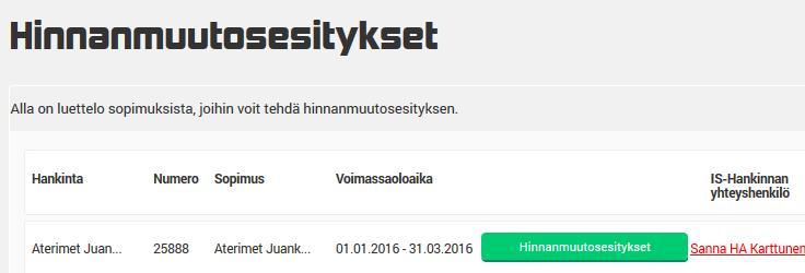 HINNANMUUTOSESITYS Klikkaa sopimuksen