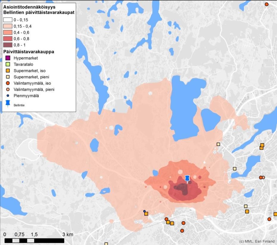 20 4.2 Vaikutukset päivittäistavarakaupan verkostoon ja ostovoiman suuntautumiseen Nykytilanteessa ydinvaikutusalueen kaupallinen tarjonta on kahden myymälän varassa ja toissijaisella