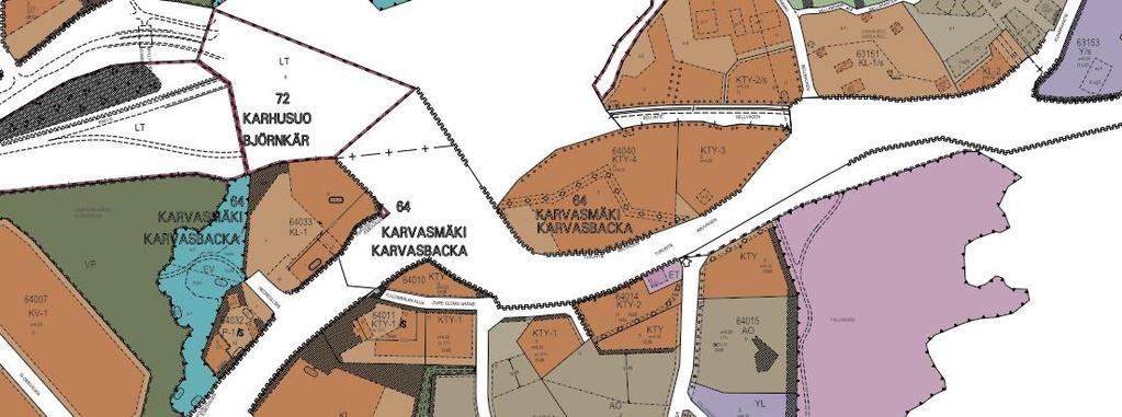 4 Alueella on voimassa Bembölen asemakaava (Kuva 4), jossa kortteli 64040 on osoitettu toimitilarakennusten korttelialueeksi (KTY-3 ja KTY-4). Kuva 4 Ote ajantasa-asemakaavasta (Espoon kaupunki 2016).