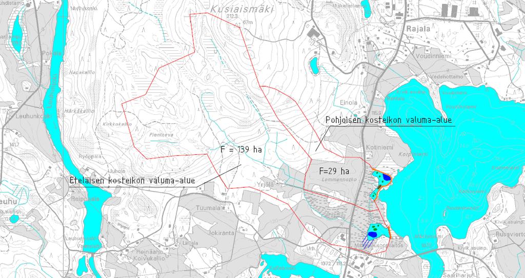 23 Kuvio 1. Kosteikkokokonaisuus koostuu kahdesta erillisestä kosteikosta, pohjoisesta ja eteläisestä osasta. Näiden vedet eivät ole yhteydessä toisiinsa, vaan muodostavat erilliset valuma-alueensa.