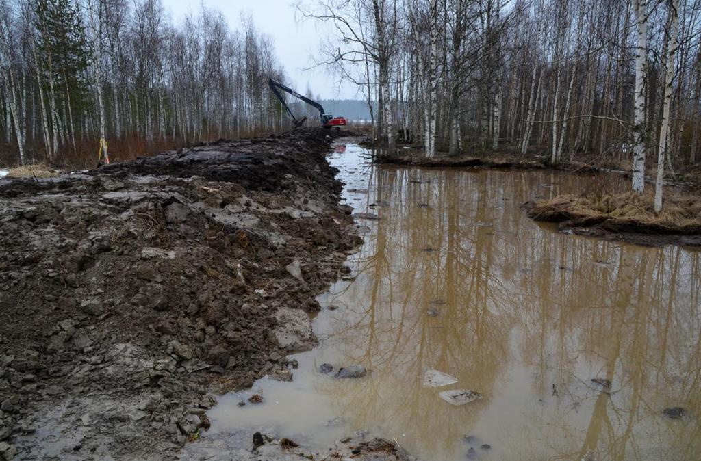 Pohjoisen kosteikon kaivuutyöt aloitettiin huhtikuussa 2012, jolloin tehtiin patorakennelma.