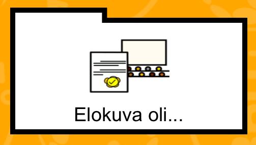 Lausetasoisen kommunikoinnin harjoittelun tukemiseksi soluissa ja kansioissa on sanaluokasta kertovat värikoodit: sininen = tekijä