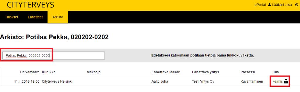 Tietosuojalukon painalluksen jälkeen sinulta kysytään syytä tietojen katseluun.
