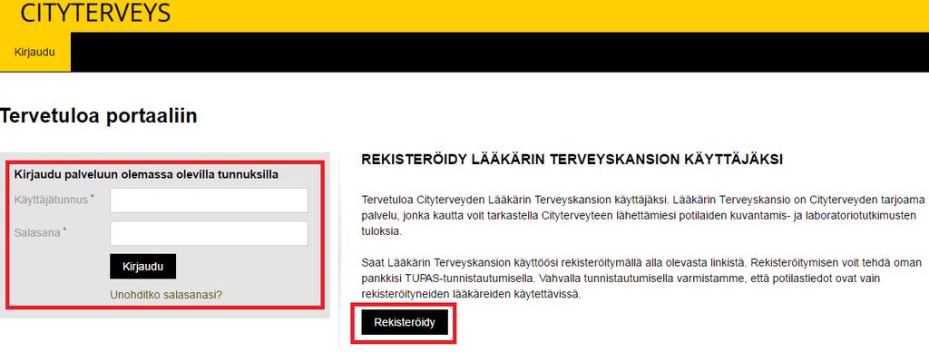 1. Sisäänkirjautuminen 1.
