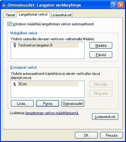verkon automaattisesti. ja paina Add tai Lisää -nappia lisätäksesi SSID:in.