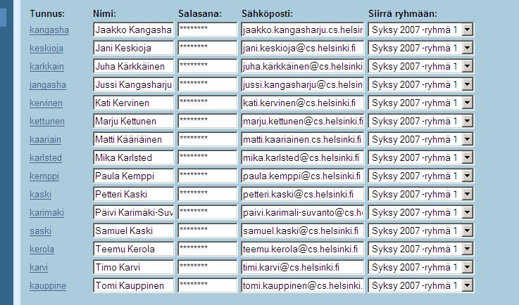 Kuva 13. Luodun opiskelijan näkyminen Opeapuri-ryhmän käyttöliittymässä.