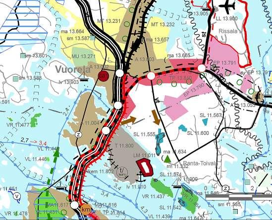 9.1.6 Arvioinnin epävarmuustekijät VUORELAN KALLIOAINESTEN OTTAMINEN 38 (136) Hankealueella laaditaan parhaillaan asemakaavaa. Alueelle sijoittuvat toimijat ja toiminnot eivät vielä ole tiedossa.