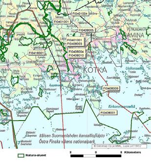 157(190) Kuva 104: Kotkan Natura-alueet (Lähde: Kaakkois- Suomen ympäristökeskus).