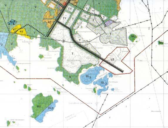 40(190) Kuva 24. Ote Kotkan yleiskaavasta. Saaristoalueen raja kulkee Mussalon ja Vehkaluodon välissä.