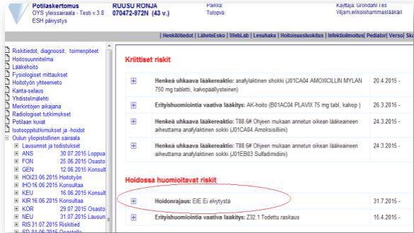 vat hengenvaaran, sekä tahdistimet yms. ja erityissuojattavat tiedot, kuten genomitieto (kuva 7).