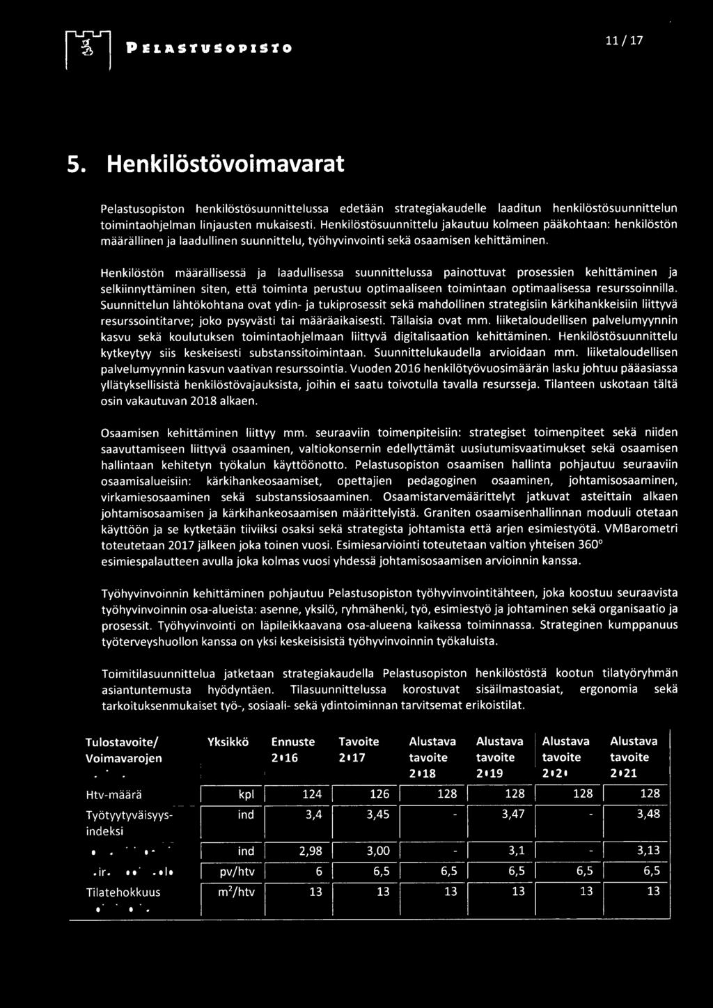 Henkilöstön määrällisessä ja laadullisessa suunnittelussa painottuvat prosessien kehittäminen ja selkiinnyttäminen siten, että toiminta perustuu optimaaliseen toimintaan optimaalisessa