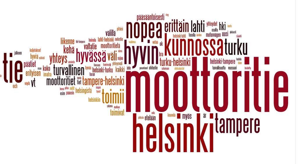 5.3.4 Erityisen hyvä yhteysväli - tieverkko Onko jokin käyttämistänne, teillä tärkeä yhteysväli erityisen hyvä? Kertokaa, mikä yhteysväli on kyseessä ja mikä teistä tekee siitä erityisen hyvän.