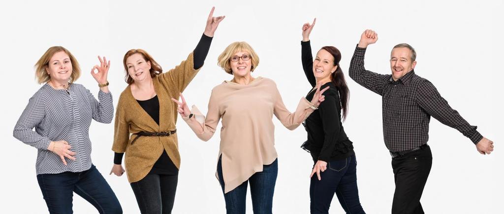 Kuvassa vasemmalta lukien Hanna-Leena Pihlajaniemi, Tuija Takamäki, Virpi Myllymäki, Jaana Peltoniemi ja Paavo Mattila.