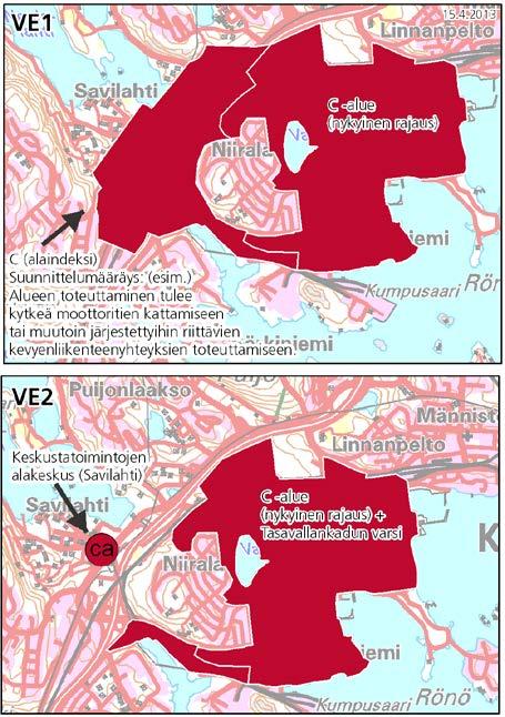 Kaavaratkaisussa on pyritty huomioimaan Savilahden asema keskustatoimintojen alakeskuksena (kuva 17).