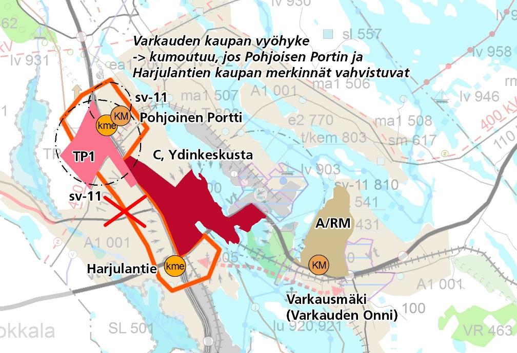 66 Taajamatoimintojen alueena osoitetaan Kuopion Savilahdesta kaupan maakuntakaavassa kumottava työpaikka-alue (104 ha).