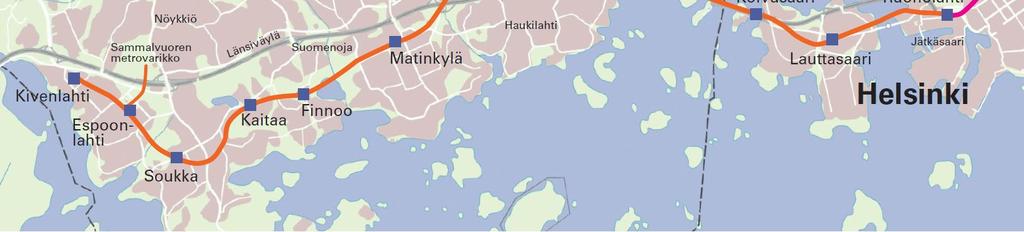 Lauttasaari, Koivusaari, Keilaniemi, Aalto-yliopisto, Tapiola, Urheilupuisto, Niittykumpu, Matinkylä