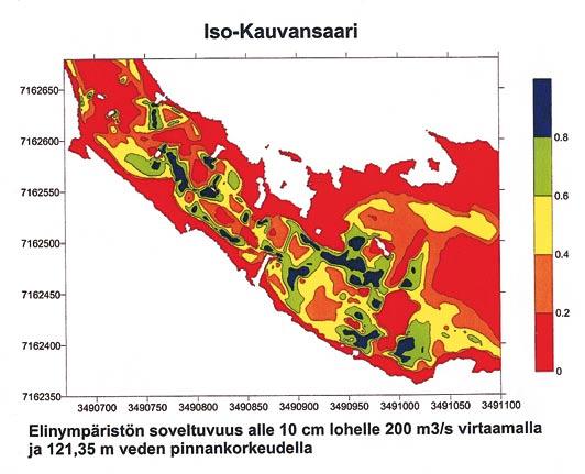 Kutualueet sijoittuvat kunnostusrakenteiden päälle, jotka sijaitsevat syksyisin sopivassa virtauksessa mallin mukaisella tai ylemmällä veden pinnankorkeudella.