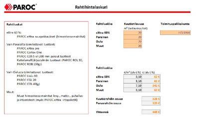 excel-pohjaisella rahtihintalaskurilla voit laskea Paroc rakennuseristeiden