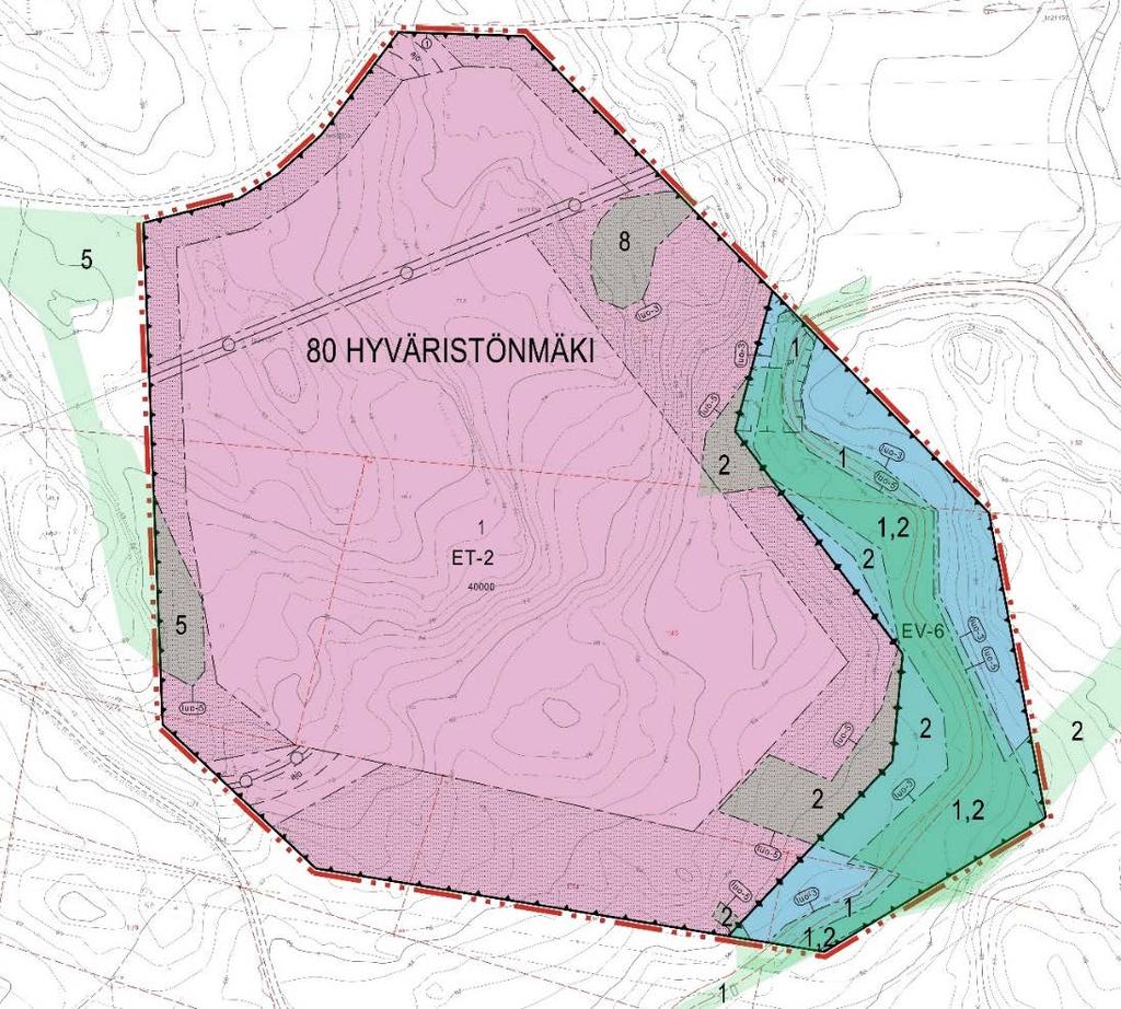 Asemakaavan vaikutusten arviointi luonto Luontoarvot: Merkittävät kohteet sijoittuvat miltei kokonaan EV-alueelle ja rakennusalan ulkopuolisille,