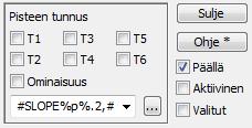 - Viivoille ja alueille voidaan näyttää myös makroja (#COUNT, #LENGTH, #AREA, jne.). - Ominaisuuslistojen selauspainikkeet Shift-näppäimen kanssa lisäävät annetun ominaisuuden listalle.