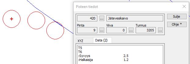 o Näytetään, kun ominaisuuden arvoa editoidaan. o Voidaan tulostaa kuvaan Pisteen esitys -toiminnolla.