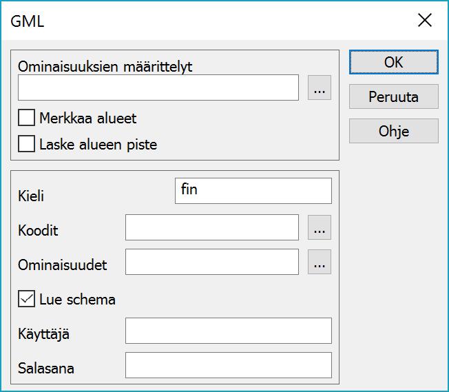 Tiedostossa voi olla vain yhdentyyppisiä kohteita eli vähintään pisteet, viivat ja alueet on kirjoitettava eri tiedostoihin.