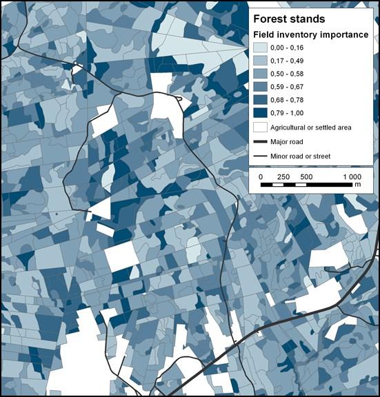 Maastoinventointien kohdentaminen Inventointitärkeys Eri asioista koostettu indeksi joka osoittaa kunkin metsikkökuvion inventointitarpeen Auttaa kohdentamaan maastoinventoinnit Ongelma: Korkean