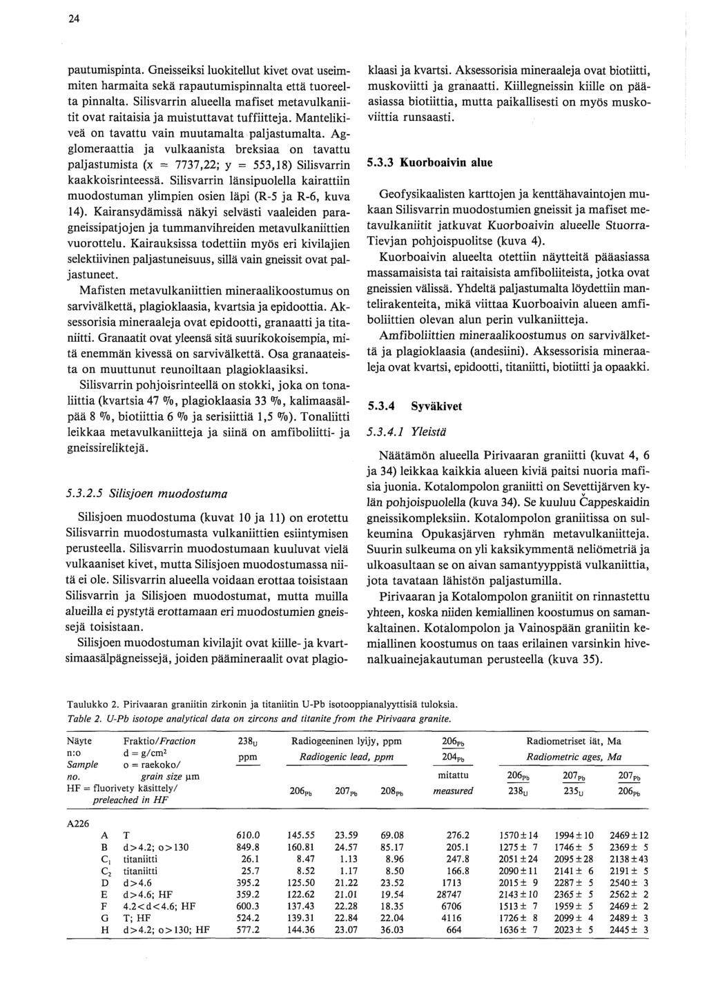 pautumispinta. Gneisseiksi luokitellut kivet ovat useimmiten harmaita seka rapautumispinnalta että tuoreelta pinnalta.