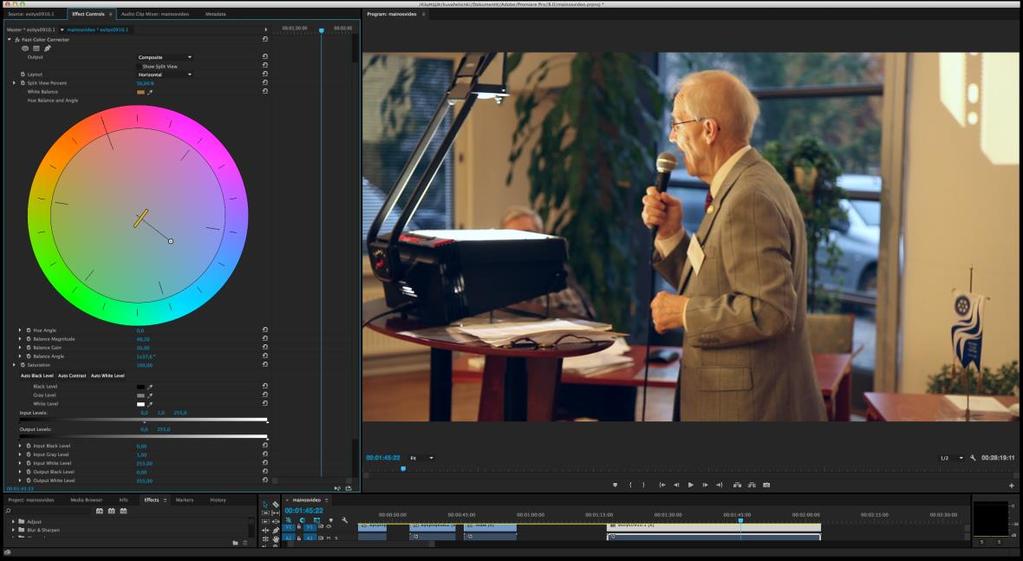 26 Kuva 14. Adobe Premiere Pro Creative Cloud 2014 -ohjelman Fast Color Correction -työkalu.