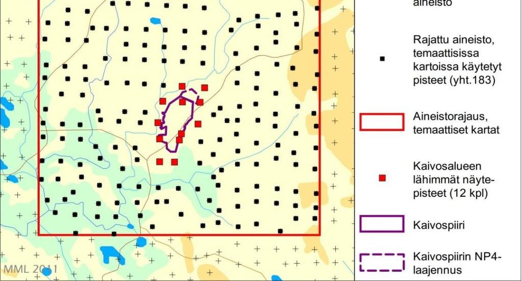 Näytteet ovat 3 5 osanäytteen kokoomanäytteitä, jotka on kerätty kannettavalla iskuporakoneella läpivirtausterää käyttäen keskimäärin 1,5 m syvyydestä.