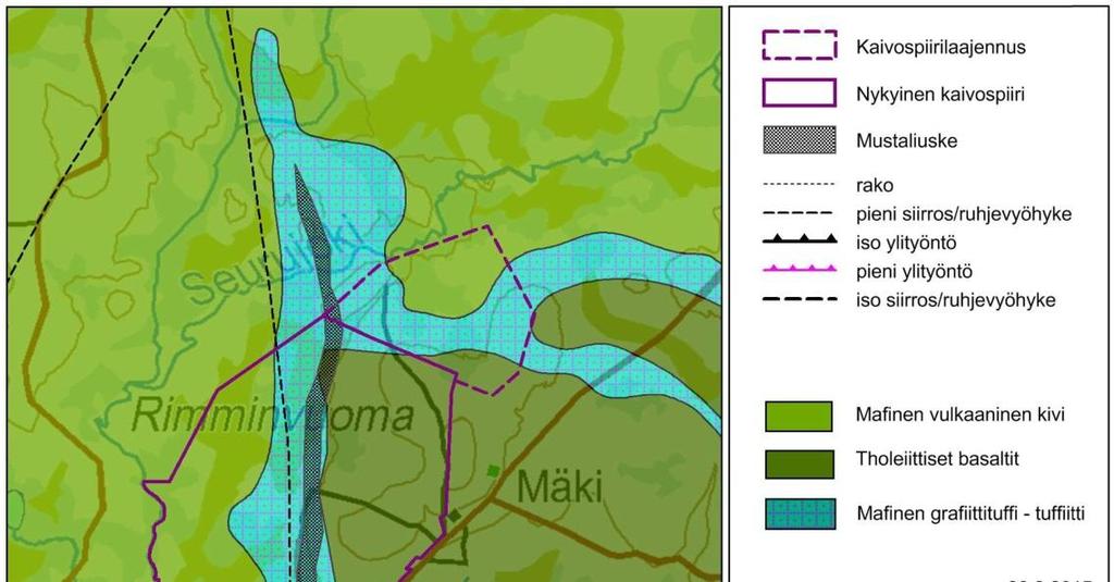 95 Kuva 8-18. Lähialueen kallioperä. KiSZ = Kiistalan hiertovyöhyke (mm. Patison, N.L. et al 2007).