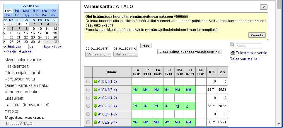 Huoneiden lisäys