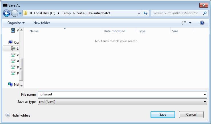 5. Avaa XML tiedosto toiminnon