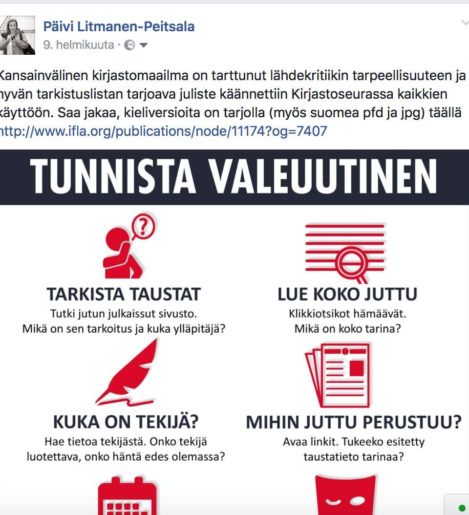 Yksityisroolissakin ammatti mukana Mitä enemmän ammattiin liittyviä kavereita FB:ssä on, sitä luultavammin tulee jaettua ammttiasiaa Mitä usemmin jakaa ammattiasiaa, sitä luultavammin myös muut