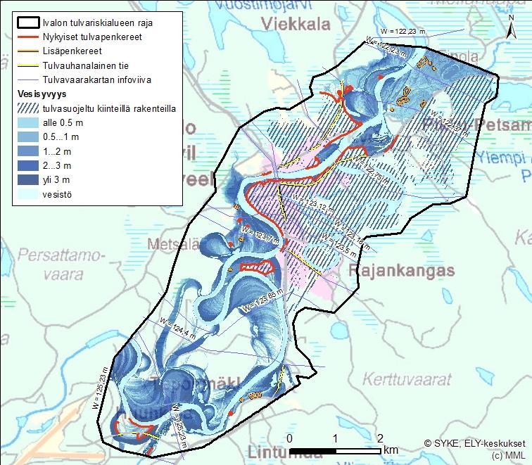 VE 3: Suojaaminen tulvapenkereillä Nykyisten tulvapenkereiden korottaminen ja kunnostaminen Tulvapenkkoja 13 km Nykyiset penkat 1/50a tulvia vastaan ja osa 1/100a tulvia vastaan, korotusta tarvitaan