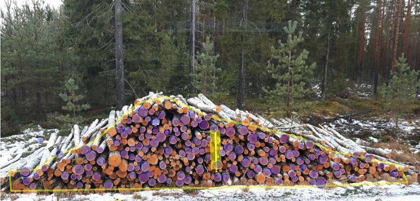 28 Kuva 14. Pino ojassa. Tämä hankaloittaa Trestima-ohjelmalla mittaamista, koska tien pinnan alapuolella oleva pinon osa tulee myös saada mukaan kuvaan. Tasamaalla tätä ongelmaa ei ole.