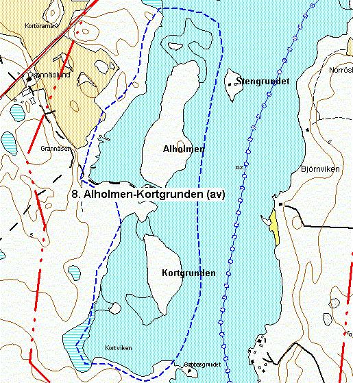 13 8. Alholmen, Kortgrunden ja niiden läheiset mannerrannat av Loivarantainen, matala ja