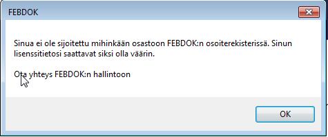 11/15 Voit jatkaa ohjelmiston käyttöä normaalisti uusien ominaisuuksien kanssa. Katso oma erillinen ohje Febdok 6.