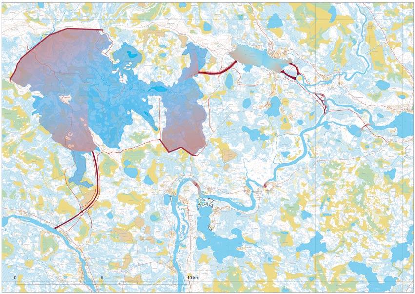 Maisemassa näkyvä uusi rakenne Alue jolta uusi rakenne näkyy Tekojärven alue, jossa luonnonympäristö korvautuu vesiympäristöllä.
