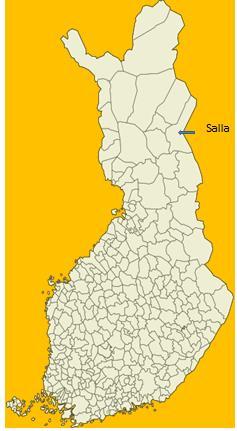 Etäisyyksiä Salla Helsinki 915 km Salla Rovaniemi 152 km Salla-Kemijärvi 70 km Väkiluku 3700 Nuorimmat